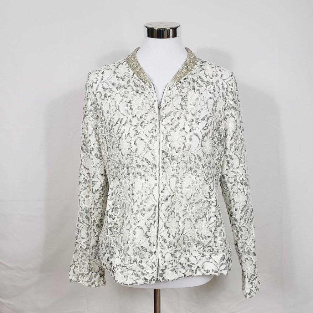 Candie's Womens Lace Beaded  Bomber Jacket